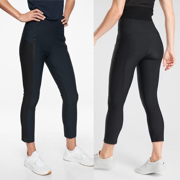 Athleta Pants - Athleta Stellar Crop High Rise Pull On Pant Black L NWT